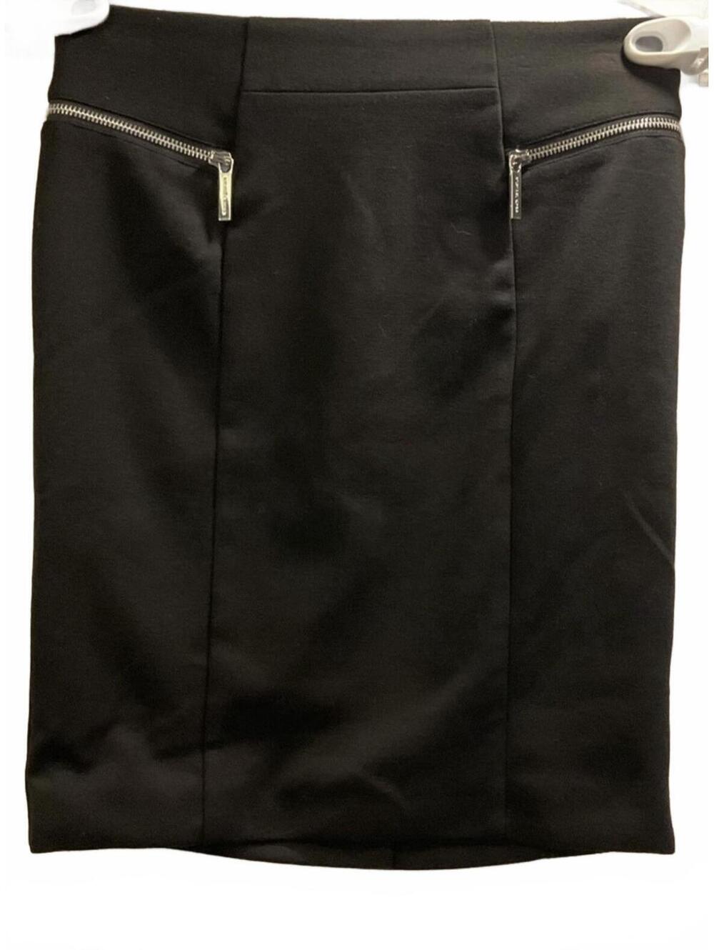 Michael Michael Kors Black Skirt With Silver Zippers & Pockets Size 2